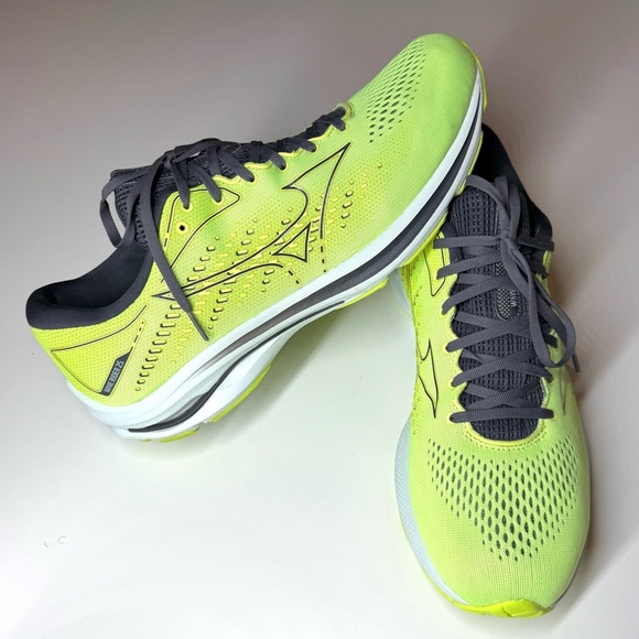 Mizuno Men's Wave Rider 25 Running Shoes Neon Lime Size- 12 - Picture 3 of 9